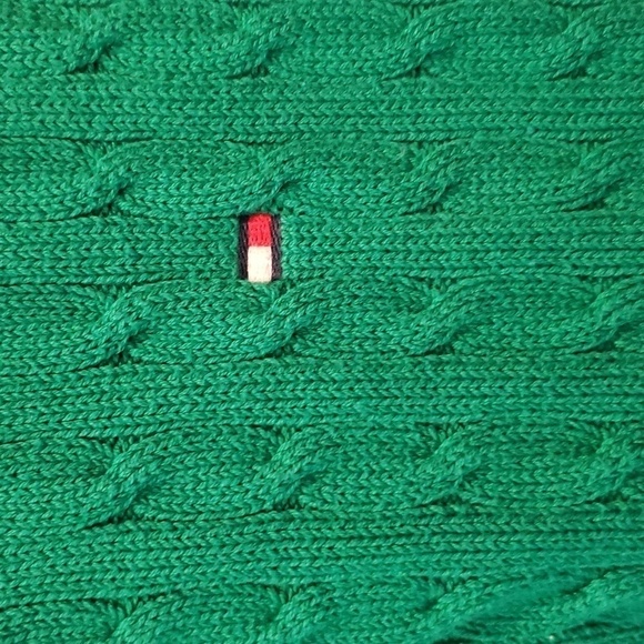 Tommy Hilfiger Hoodie Knit Green white stripe along arm Full Zip Womens Small - Picture 4 of 11